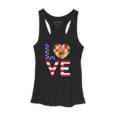 Women's Design By Humans July 4th Love Flag With Puzzle Heart By Ujangkasep Racerback Tank Top 4 Women's Design By Humans July 4th Love Flag With Puzzle Heart By Ujangkasep Racerback Tank Top - Image 2