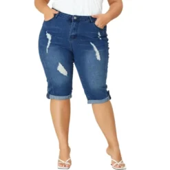 Agnes Orinda Women's Plus Size Mid-Rise Curvy Skinny Stretch Denim Jean Capri -Cheap Clad Fine Store GUEST 546a5b66 82ec 4d0a 95f7 aacc6c28278d