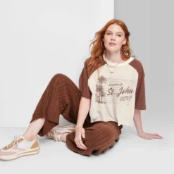 Women's Ascot + Hart Cropped St. John Elbow Sleeve Graphic T-Shirt - Brown -Cheap Clad Fine Store GUEST 560d6ca5 4336 4891 9727 ed48991b0d6f