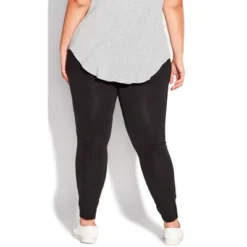 Women's Plus Size Pima High Rise Legging Black - Average | AVE LEISURE