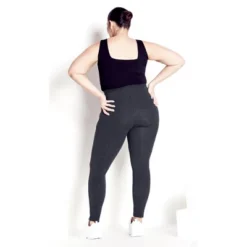 Women's Plus Size Supima® High Rise Legging Charcoal - Average | AVENUE LEISURE