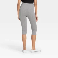 Women's High-Waist Cotton Blend Seamless Capri Leggings - A New Day™