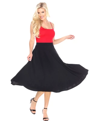 Women's Flared Midi Skirt With Pockets - White Mark 5 Women's Flared Midi Skirt With Pockets - White Mark - Image 3