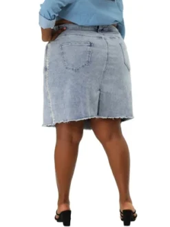 Agnes Orinda Women's Plus Size Denim Embroidered Distressed Ripped Pencil Skirts -Cheap Clad Fine Store GUEST 60746b99 b416 436b b806 d7e6c1caabd0