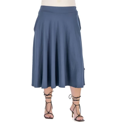 24seven Comfort Apparel Elastic Waist Pleated Pocket Plus Size Midi Skirt 7 24seven Comfort Apparel Elastic Waist Pleated Pocket Plus Size Midi Skirt - Image 5