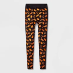 Women's Foil Printed "Boo!" Halloween Seamless Fleece Lined Leggings - Hyde & EEK! Boutique™ Black/Orange -Cheap Clad Fine Store GUEST 633d9a94 a0b1 490f b488 4c6a9ca7a777