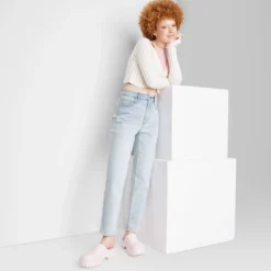 Women's Super-High Rise Tapered Jeans - Wild Fable™ Light Wash -Cheap Clad Fine Store GUEST 63a213b2 e61f 4e87 8d98 025846d05916