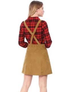 Allegra K Women's Corduroy Button Front A-Line Bib Overall Pinafore Skirts -Cheap Clad Fine Store GUEST 653fd1b6 bef6 4f8e 854b 0f763588ebfc