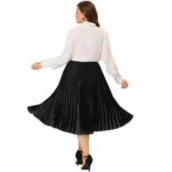 Agnes Orinda Women's Plus Size Velvet Pleated Elastic Waist Party Metallic Pleated Swing Midi A Line Skirts -Cheap Clad Fine Store GUEST 656affef a2bd 4624 9361 f926aec8b490