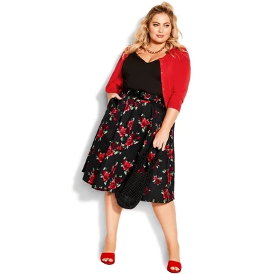 Women's Plus Size Vintage Rose Skirt - Black | CITY CHIC 6 Women's Plus Size Vintage Rose Skirt - Black | CITY CHIC - Image 4