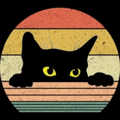 Junior's Design By Humans Cat Tee Retro Style By MeowShop T-Shirt