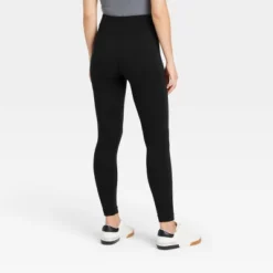 Women's High Waisted Cotton Seamless Fleece Lined Leggings - A New Day™
