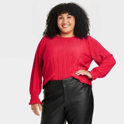 Women's Long Sleeve Plisse Blouse - Ava & Viv™ 8 Women's Long Sleeve Plisse Blouse - Ava & Viv™ - Image 6