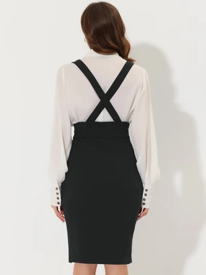 Allegra K Women's High Waist Split Adjustable Strap Suspender Pencil Skirts 4 Allegra K Women's High Waist Split Adjustable Strap Suspender Pencil Skirts - Image 2