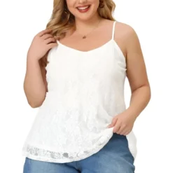 Agnes Orinda Women's Plus Size Lace Floral Adjustable Strap Elegant Camisole