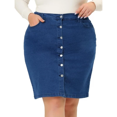 Agnes Orinda Women's Plus Size Denim Casual Mini Pockets Button Jean Pencil Skirts 7 Agnes Orinda Women's Plus Size Denim Casual Mini Pockets Button Jean Pencil Skirts - Image 5