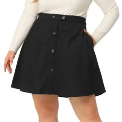 Agnes Orinda Women's Plus Size Corduroy Button Mid-Rise A-Line Mini Skirts -Cheap Clad Fine Store GUEST 6d680d89 7446 4eea 960c 73d4a32d15eb