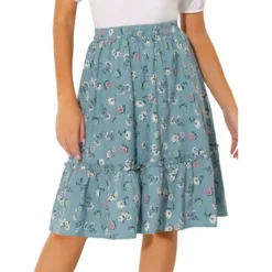 Allegra K Women's Ruffle Hem Elastic Waist Flowy A-Line Swing Floral Midi Skirt -Cheap Clad Fine Store GUEST 6e98a1cb fc34 4f3e bbe2 1e398d6e931a
