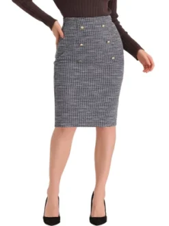 Allegra K Women's Pencil Tweed Winter Classic Skirts -Cheap Clad Fine Store GUEST 6ea88790 39e6 4673 8395 5b8a9dcc8236