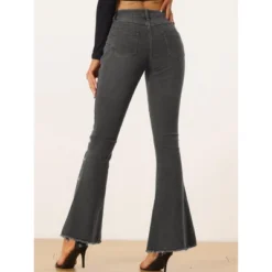 Allegra K Women's Flared Beaded Raw Hem Bell Bottom Casual Jeans Denim Pants -Cheap Clad Fine Store GUEST 720469ac 8ea9 4008 a6f2 2f7e6308acba
