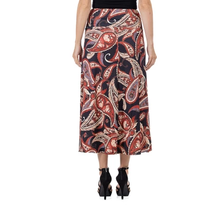 24seven Comfort Apparel Womens Black And Red Paisley Print Maxi Skirt 4 24seven Comfort Apparel Womens Black And Red Paisley Print Maxi Skirt - Image 2