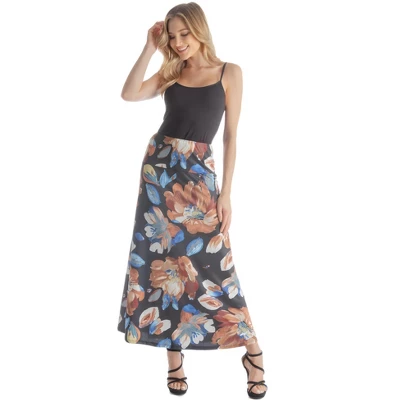 Womens Floral Elastic Waistband Maxi Skirt 7 Womens Floral Elastic Waistband Maxi Skirt - Image 5