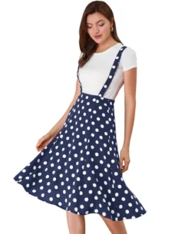 Allegra K Women's Vintage Polka Dots Midi Floral Suspender Skirt -Cheap Clad Fine Store GUEST 76e78b92 7711 4a4c a9d0 b8402abf1e8d