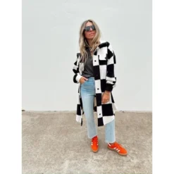 Women's Ascot + Hart Checkered Fleece Graphic Shacket -Cheap Clad Fine Store GUEST 7761dd51 2ad9 44dc b315 8856223381fb