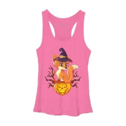 Women's Design By Humans Cute Witch Fox With Jack O Lantern Halloween Shirt By Thebeardstudio Racerback Tank Top -Cheap Clad Fine Store GUEST 7833af10 ebb6 432a a0d9 40b8e46e3db3