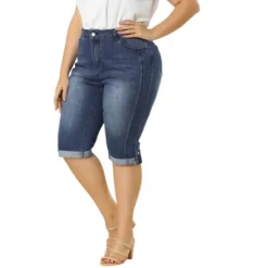 Agnes Orinda Women's Plus Size Mid-Rise Curvy Skinny Stretch Denim Jean Capri -Cheap Clad Fine Store GUEST 7977f9da 74e1 4574 a8ae 0efc63be117e
