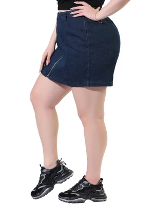 Agnes Orinda Women's Plus Size Denim Zip Up Front Mini Jean Skirts 3 Agnes Orinda Women's Plus Size Denim Zip Up Front Mini Jean Skirts