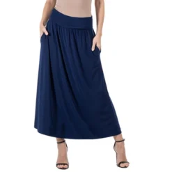 24seven Comfort Apparel Womens Foldover Maxi Skirt With Pockets -Cheap Clad Fine Store GUEST 7b070ffb c4d2 40fe 96b7 9237d8ef4820