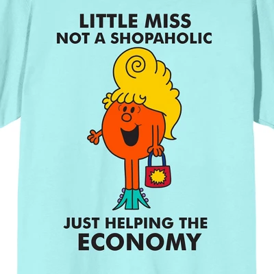 Mr. Men And Little Miss Meme Little Miss Shopaholic Crew Neck Short Sleeve Celadon Women's T-shirt 3 Mr. Men And Little Miss Meme Little Miss Shopaholic Crew Neck Short Sleeve Celadon Women's T-shirt