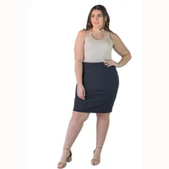 Plus Size Elastic Waistband Knee Length Skirt -Cheap Clad Fine Store GUEST 7b5e4e99 86d7 499b a5f5 1308292c779a