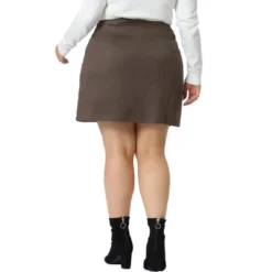 Agnes Orinda Women's Plus Size Faux Suede Button Up High Waist Mini Skirts With Pockets -Cheap Clad Fine Store GUEST 7b9e954b 55ae 4c26 b7b6 32d3a70e6c45