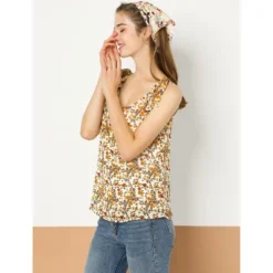 Allegra K Women's Sleeveless Casual Bow Tie Decor Strap Chiffon Floral Tank Tops -Cheap Clad Fine Store GUEST 7dbd03bd cb4a 418f 9db4 bd7a6671b1d0