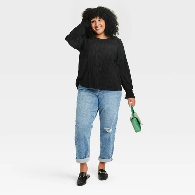 Women's Long Sleeve Plisse Blouse - Ava & Viv™ 4 Women's Long Sleeve Plisse Blouse - Ava & Viv™ - Image 2