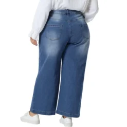 Agnes Orinda Women's Plus Size Wide Leg Baggy Washed Stretch With Pockets Denim Ankle Jeans -Cheap Clad Fine Store GUEST 801f1057 6cb0 48ac 98f0 4d0809afc725