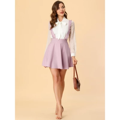 Allegra K Women's Ruffle Strap Solid A-line Flared Suspender Mini Skirt 4 Allegra K Women's Ruffle Strap Solid A-line Flared Suspender Mini Skirt - Image 2