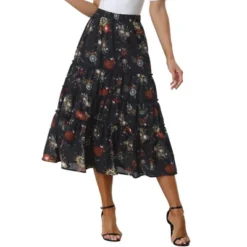 Allegra K Women's Floral Elastic Waist Tiered Ruffle Boho Midi Skirts -Cheap Clad Fine Store GUEST 813ba09a e388 4328 b4d5 b6c792ba2665