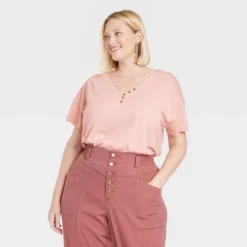 Women's Short Sleeve Essential Henley Tunic T-Shirt - Knox Rose™ -Cheap Clad Fine Store GUEST 83f4b374 3ff2 423d 96f6 914204be2594