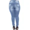 Women's Plus Size Paint Effect Light Blue Denim - White Mark