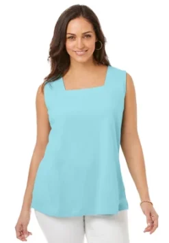 Jessica London Women’s Plus Size Square Neck Tank -Cheap Clad Fine Store GUEST 86f77fe4 34c1 48cf 9e27 4da9bb623034