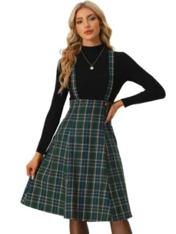 Allegra K Women's Plaid Midi Tartan Pinafore Skirt -Cheap Clad Fine Store GUEST 87c7ce5c 23bc 4bbb b66d e9e57a85de2b