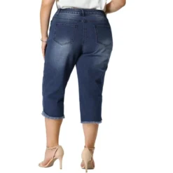 Agnes Orinda Women's Plus Size Casual Capri Frayed Hem Washed Chambray Denim Jean 12 Agnes Orinda Women's Plus Size Casual Capri Frayed Hem Washed Chambray Denim Jean -Cheap Clad Fine Store GUEST 8a873add bd3d 4b09 8988 a5e0ae3641c8