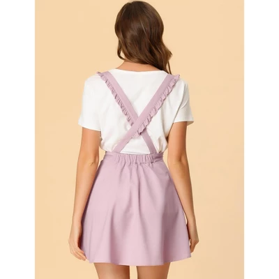 Allegra K Women's Ruffle Strap Solid A-line Flared Suspender Mini Skirt 6 Allegra K Women's Ruffle Strap Solid A-line Flared Suspender Mini Skirt - Image 4