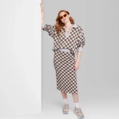 Women's Ascot + Hart Checkered Graphic Midi Skirt -Cheap Clad Fine Store GUEST 8b36f9bd 7f0d 4530 8836 41d3b55c7953