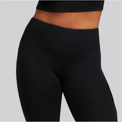 Hanes EcoSmart Women's High-Waist Cotton Blend Shaping Leggings - Black 4 Hanes EcoSmart Women's High-Waist Cotton Blend Shaping Leggings - Black - Image 2