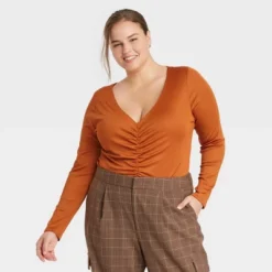 Women's Long Sleeve Ruched Slim Fit Bodysuit - A New Day™ -Cheap Clad Fine Store GUEST 8bf9164d 1d11 467a 8e8b 64c6582fdb4a