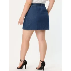 Agnes Orinda Women's Plus Size Denim Detachable Tie Button Front Mini Skirts With Pocket -Cheap Clad Fine Store GUEST 8c975061 6371 47fe ab6d 338115ddb7b8